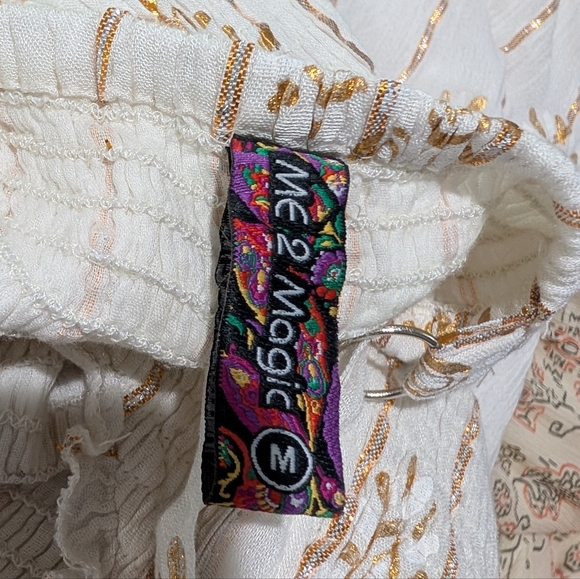 Gold Lurex Embroidered Lace-Up Maxi Dress - Made in India - Size M - Picture 13 of 14